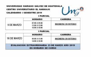 Horarios Primer Parcial Ingeniería 